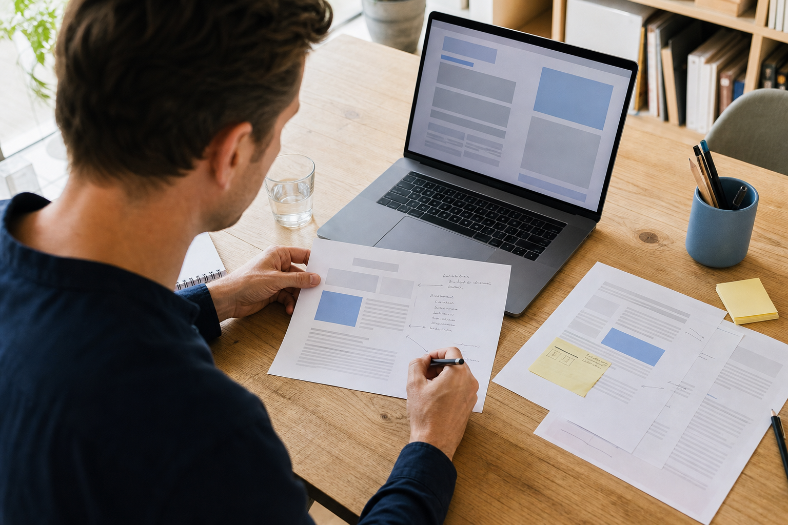 Digitale werkplek met notities over hardware en onderhoud